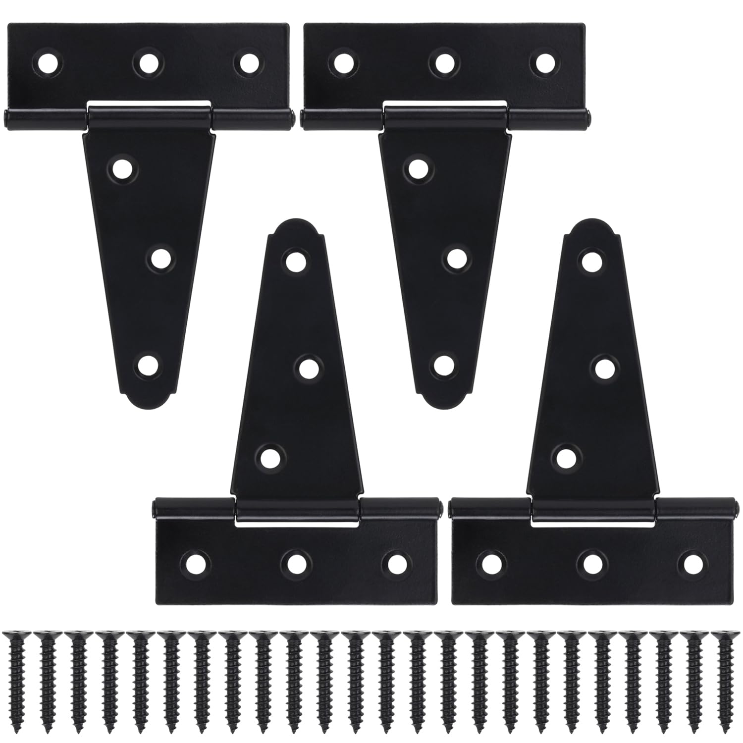 Serplex® 4 Inch T-Strap Gate Hinges, Shed Barn Door Hinges Heavy Duty, for Wooden Fences, Yard Gate, Wrought Hardware Iron Rustproof (4Pcs/Set)