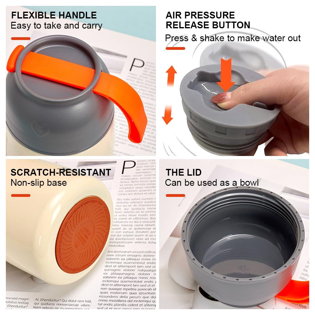 Supvox Thermos Insulated Food Jar for Hot and Cold Meals featuring Leakproof Lid and 650ml Stainless Steel Capacity