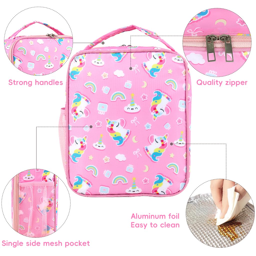 HASTHIP Kids Lunch Bag for School and Picnic with Reinforced Handle 22.5x10x27cm | Oxford Fabric