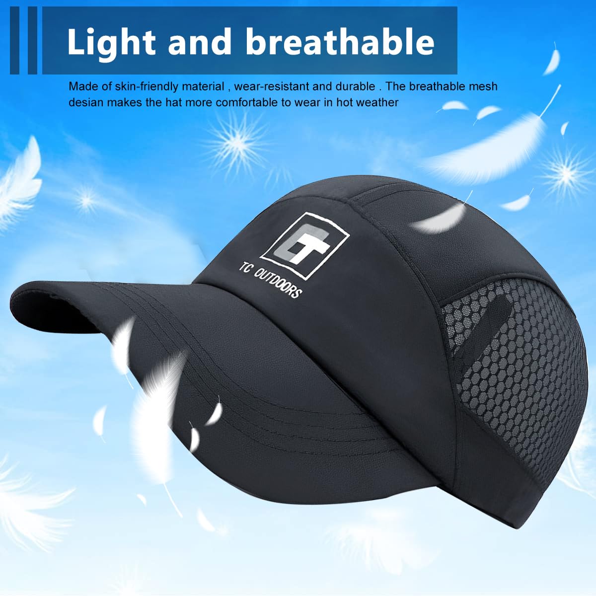 GUSTAVE Sport Baseball Cap for Running and Outdoor Use with Breathable Mesh 22–23.6 in Adjustable Blue