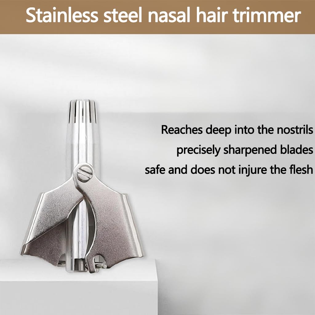 ZIBUYU Nose Hair Trimmer for Men and Women with 360° Rounded 12-Blade Cutter | Stainless Steel Manual Grooming Tool