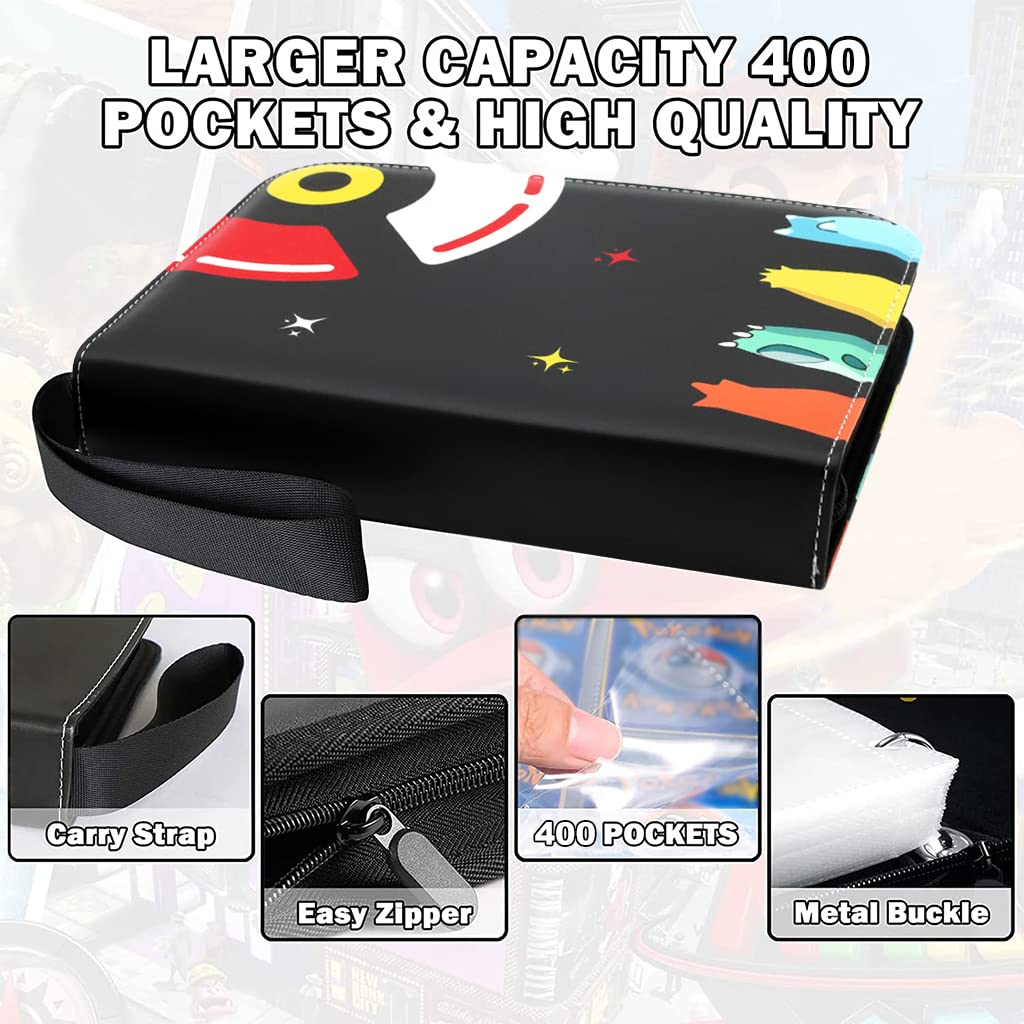 PATPAT Card Binder for Trading Card Collection with Zipper Closure and 400 Slot Capacity | Waterproof PU Leather Case for Kids and Card Enthusiasts