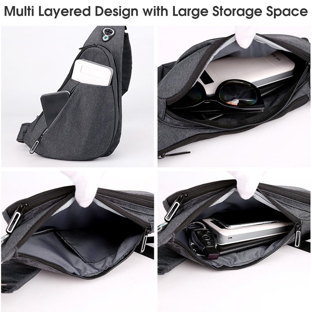 GUSTAVE Side Bag for Men with Waterproof Nylon Material and Adjustable Strap | Multi-Compartment Design for Travel