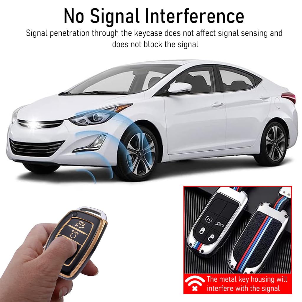 STHIRA Luxury Hyundai Car Key Protective Case with Quick Release Keychain featuring Soft TPU Cover for 2020–2023 Sonata Santa Fe or Tucson