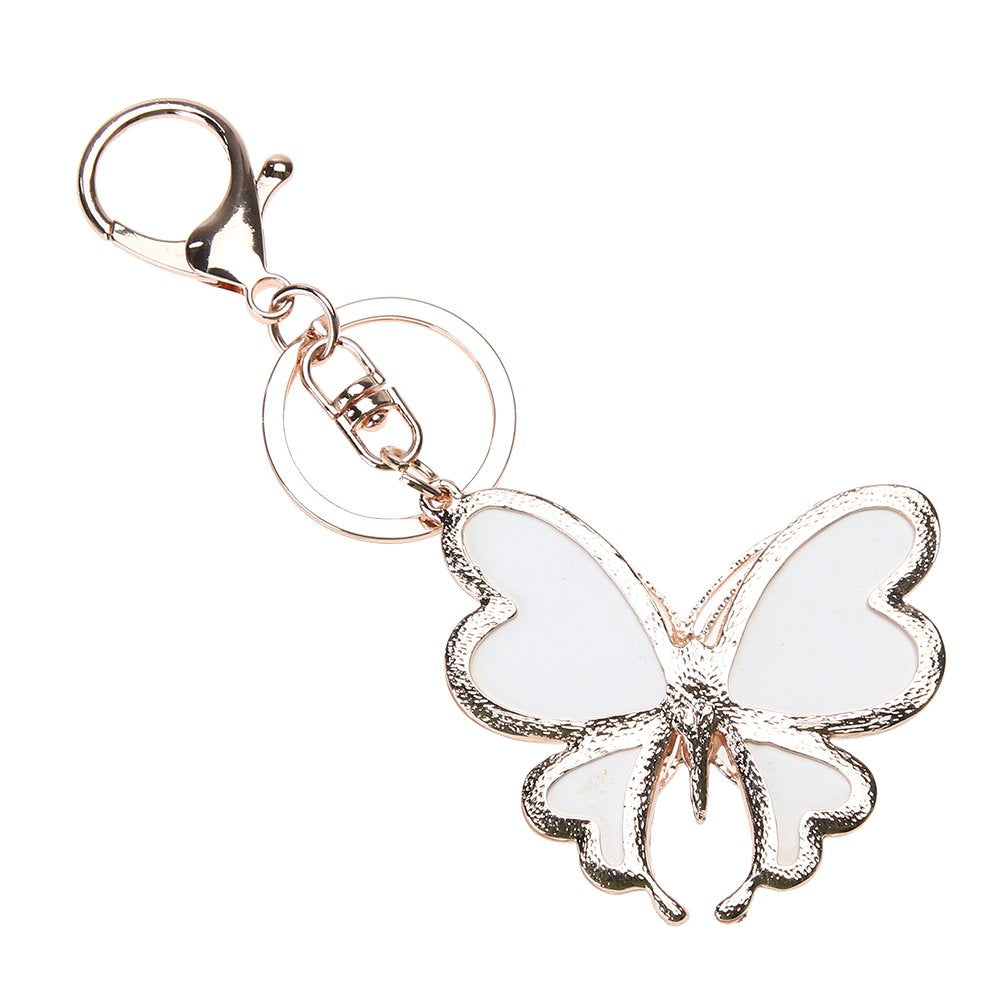 PATPAT Creative Butterfly Zinc Alloy Rhinestone Crystal Purse Bag Key Chain Ring for Men and Women