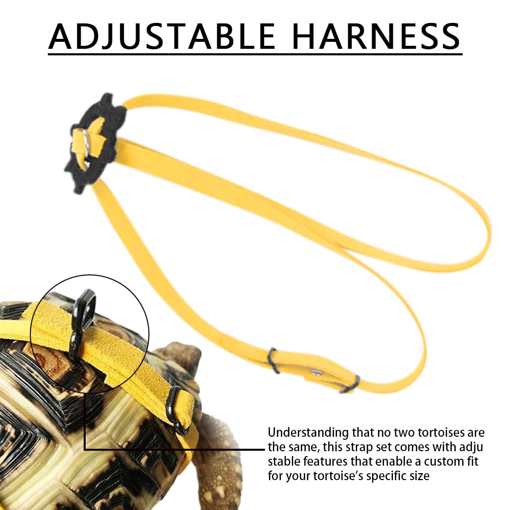 Qpets® Harness Strap for Small Tortoise Leather Harness, Adjustable Tortoise Belt Turtle Traction Rope with 3.9ft Rope Walking Lead Control Rope for Turtles, Lizards