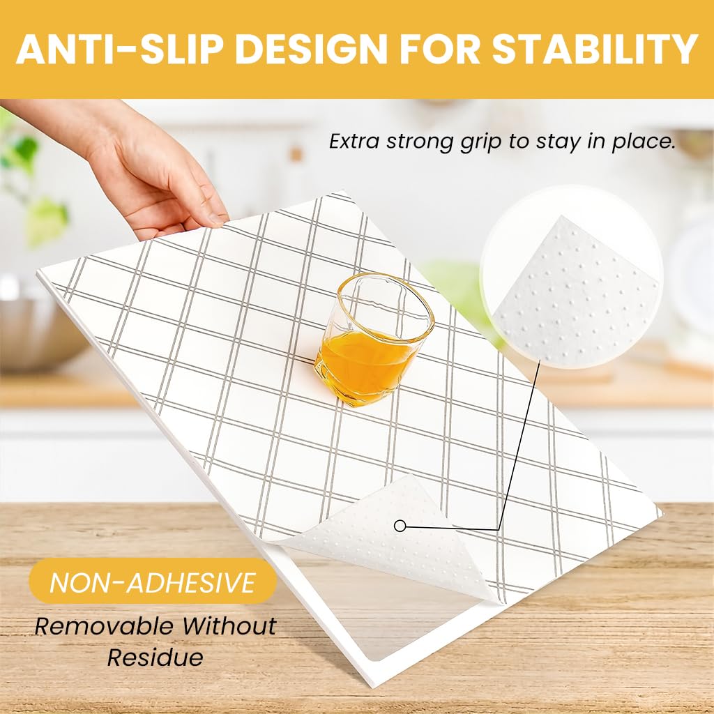 Supvox Refrigerator Shelf Liner Mats for Fridge and Cabinets with Anti Slip Design | 6 Pcs 12x24 in Water Absorbent Non Woven Material