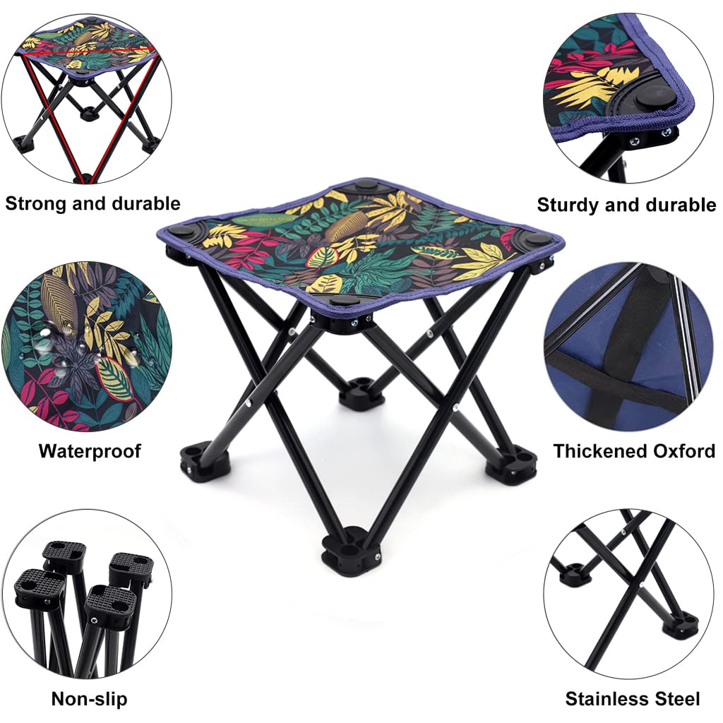 Proberos Folding Chair Stool for Camping and Fishing featuring 7 Metal Legs | 27×27×23cm Pair