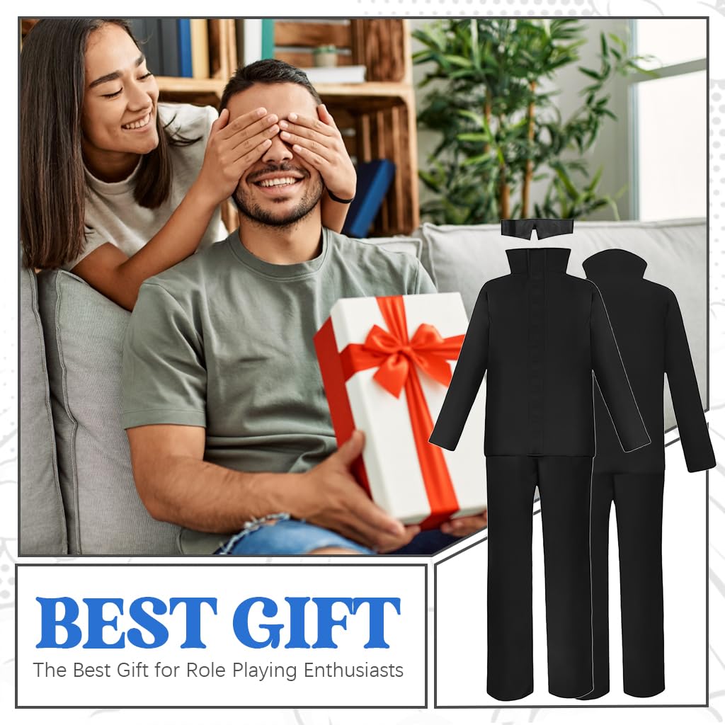 Fancyku Gojo Satoru Cosplay Costume for Men with Jacket Pants and Eye Mask | XXL Black