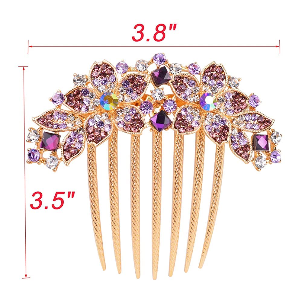 PALAY® Metal Hair Clips for Women Stylish Latest Rhinestone 7-Claw Side Comb Clips for Hair for Women, Non-slip Bun Hair Comb Pin Hairpin Hair Accessories Ladies Gift