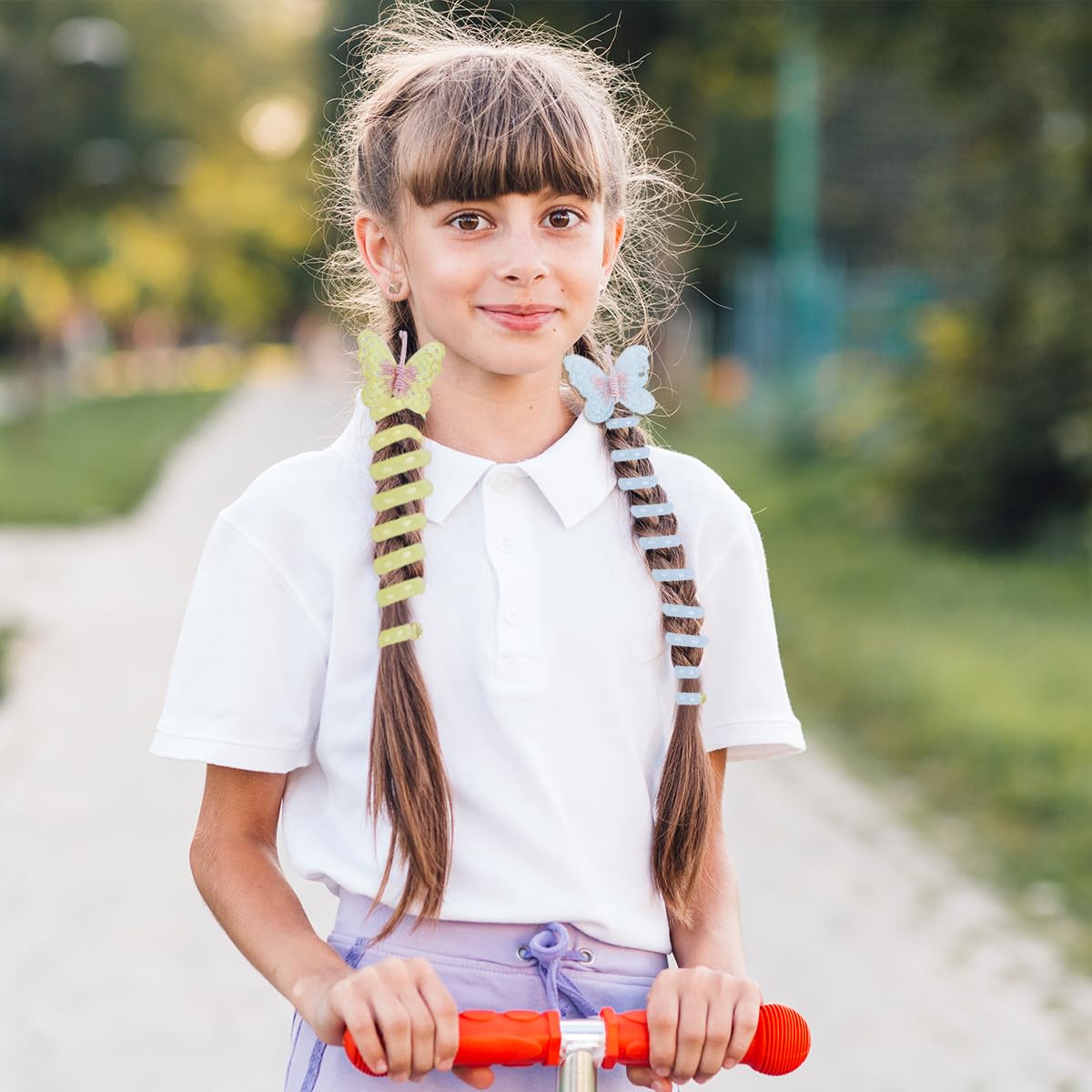 PALAY Telephone Wire Hair Band for Kids with 7cm Spiral Design | Set of 5 Butterfly Ties