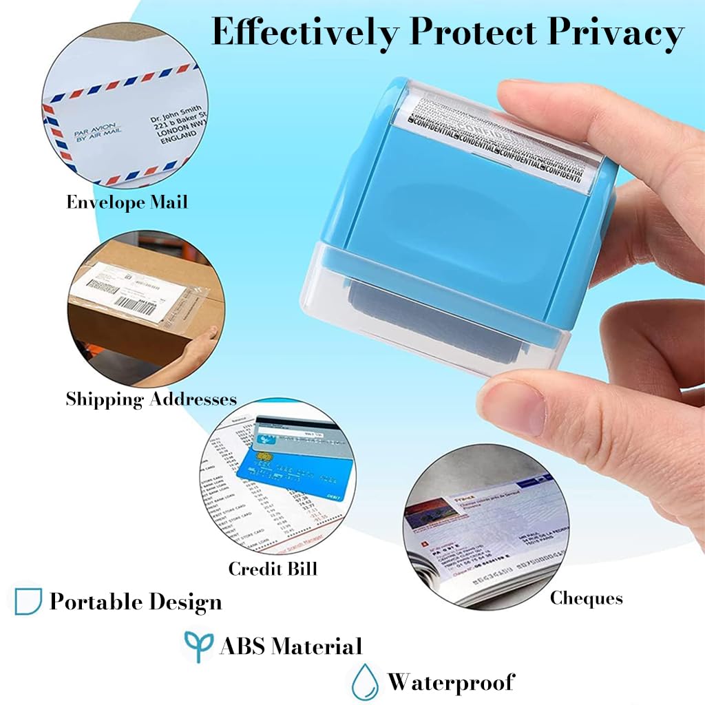 OFIFO Confidential Roller Stamp for Identity Protection with 35mm Wide Coverage | Refillable Ink