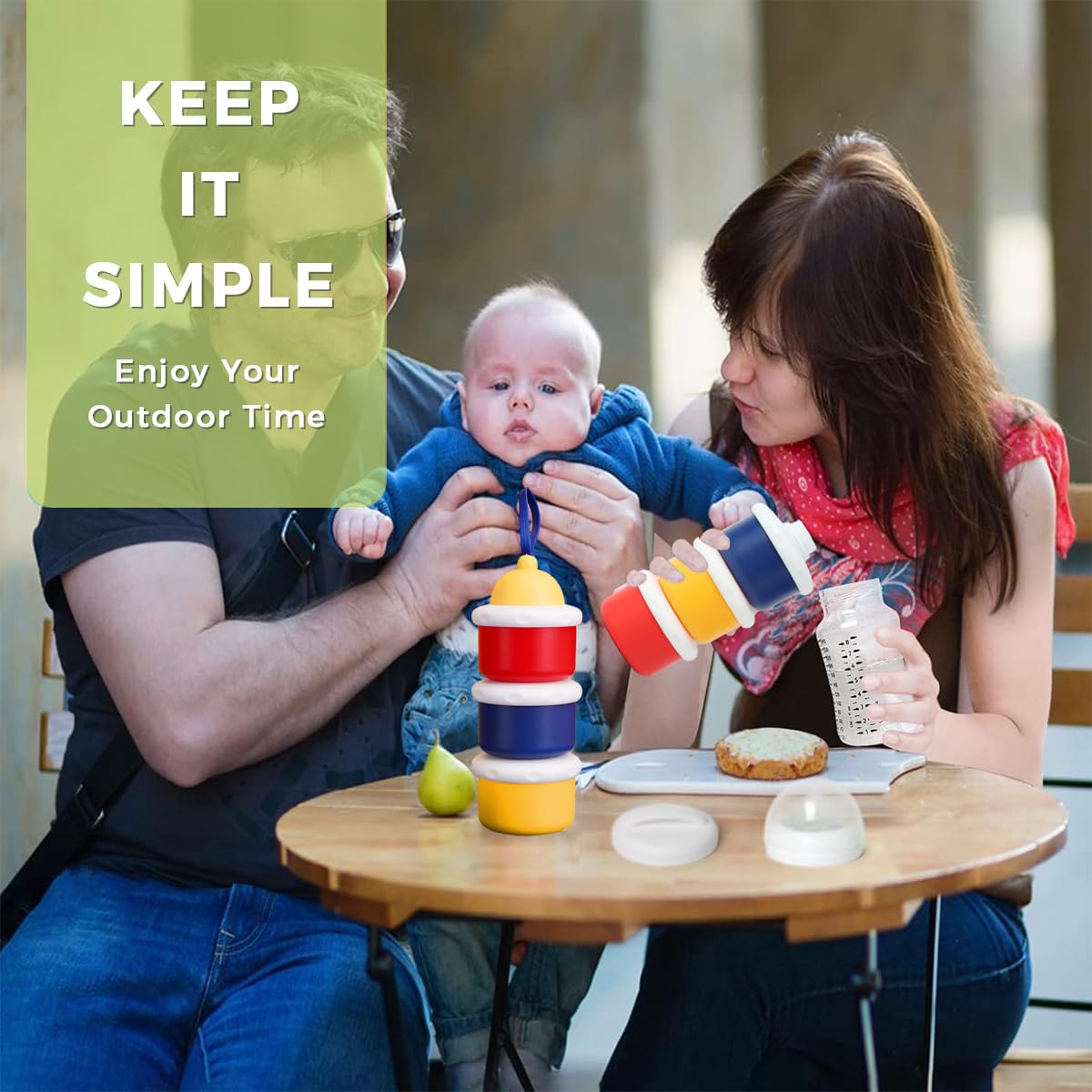 SNOWIE SOFT Baby Formula Containers Set for Travel with Pour Nozzle & Seal Cap | 3pcs 50g Food Grade PP Stackable Dispensers
