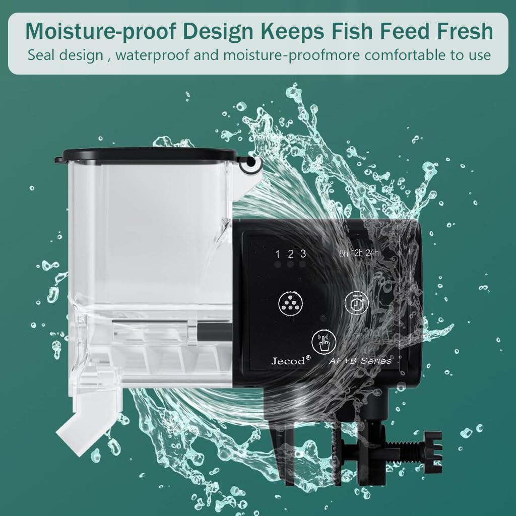 Qpets 340ml Automatic Fish Feeder Aquarium Automatic Fish Feeder with 3 Timer, Moisture-Proof Aquarium Tank Fish Food Dispenser Electric Auto Fish Food Dispenser Adjustable Feeding Amount