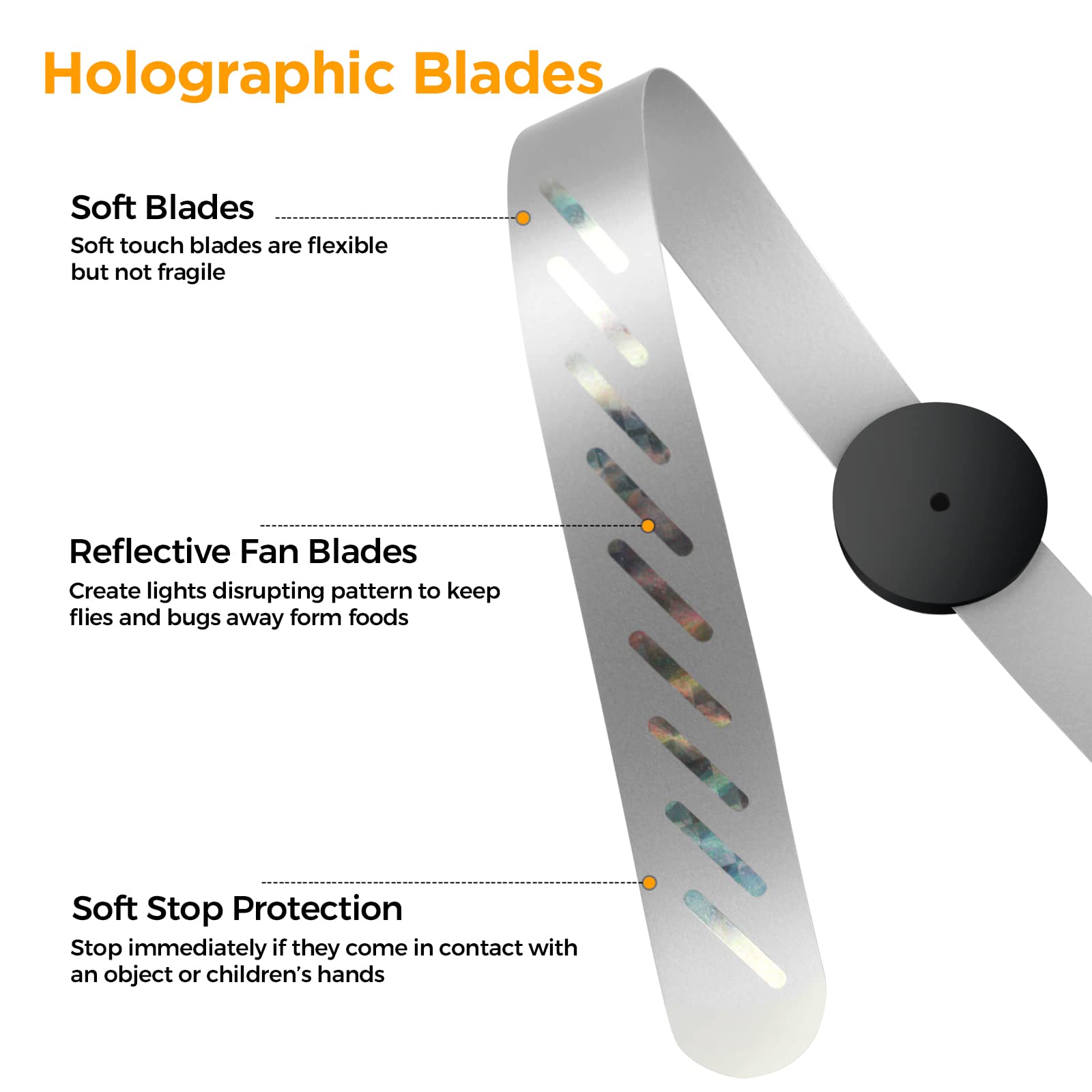 HASTHIP Fly Fans for Tables with Retractable Holographic Blades for Indoor and Outdoor Dining
