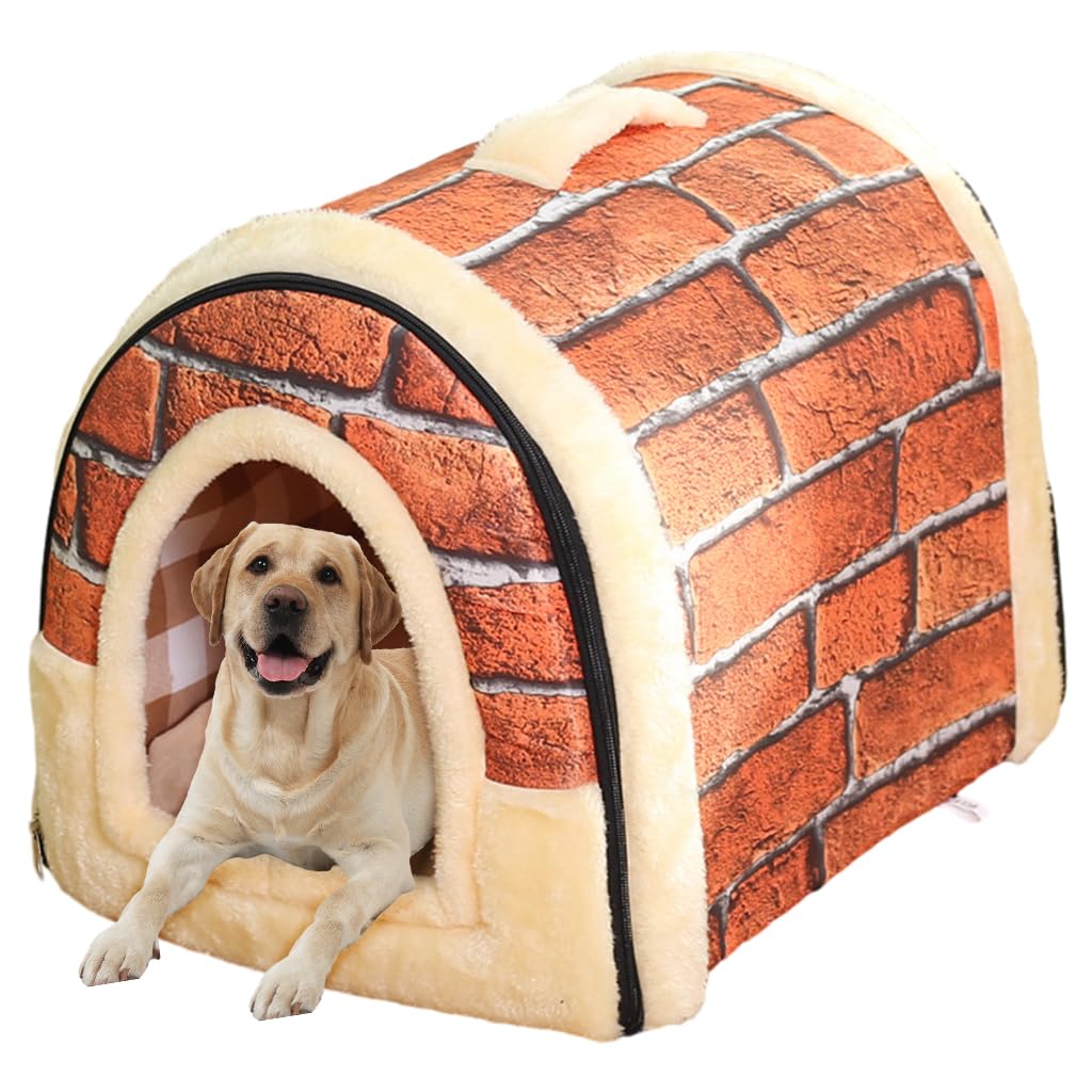 Qpets Cat House for Small and Medium Pets with Detachable Roof and Anti Slip Base | 60x48x43cm