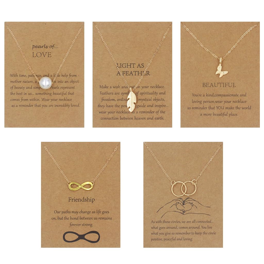 Zibuyu Pendant Necklace Set for Women and Girls featuring 5PC Design with 42cm Chain | Golden Alloy Adjustable Jewelry Gift