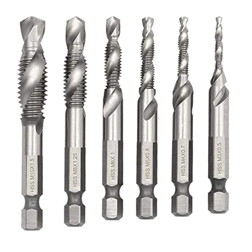 Serplex® 6 Machine Screw Tap Set HSS Titanium Spiral Flute Drill Taps Metric M3 M4 M5 M6 M8 M10 Thread Tapping Tool 1/4