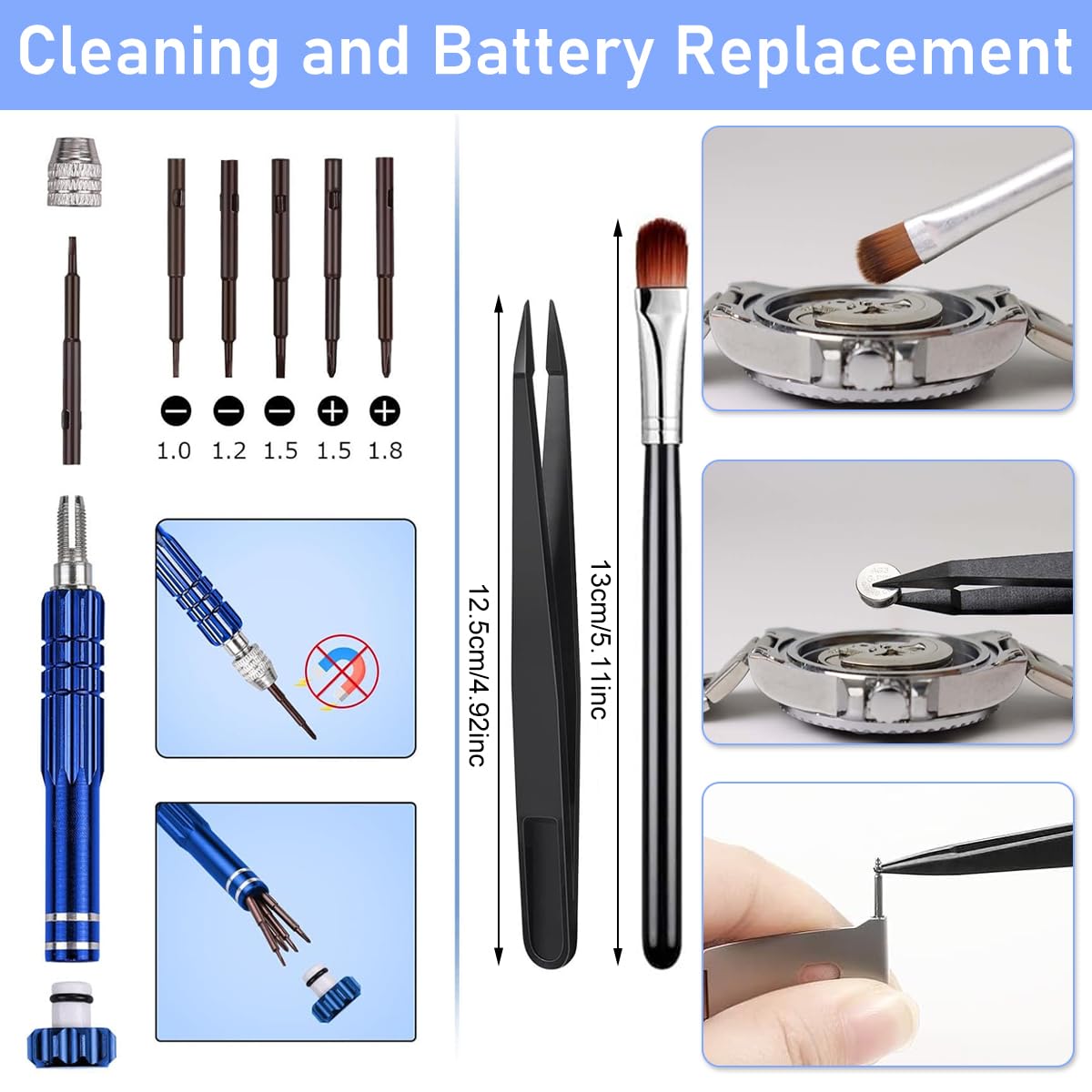 Serplex Watch Repair Kit for Battery Replacement and Strap Adjustment | 3PCS Tool Set