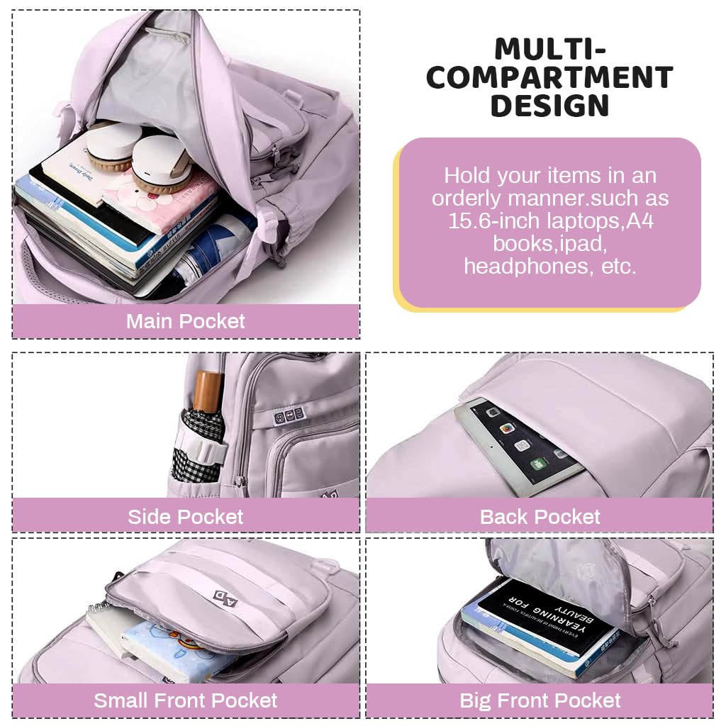 PALAY School Backpack for Girls with 15 in Laptop Compartment and Dual Handles | Waterproof Nylon Daypack