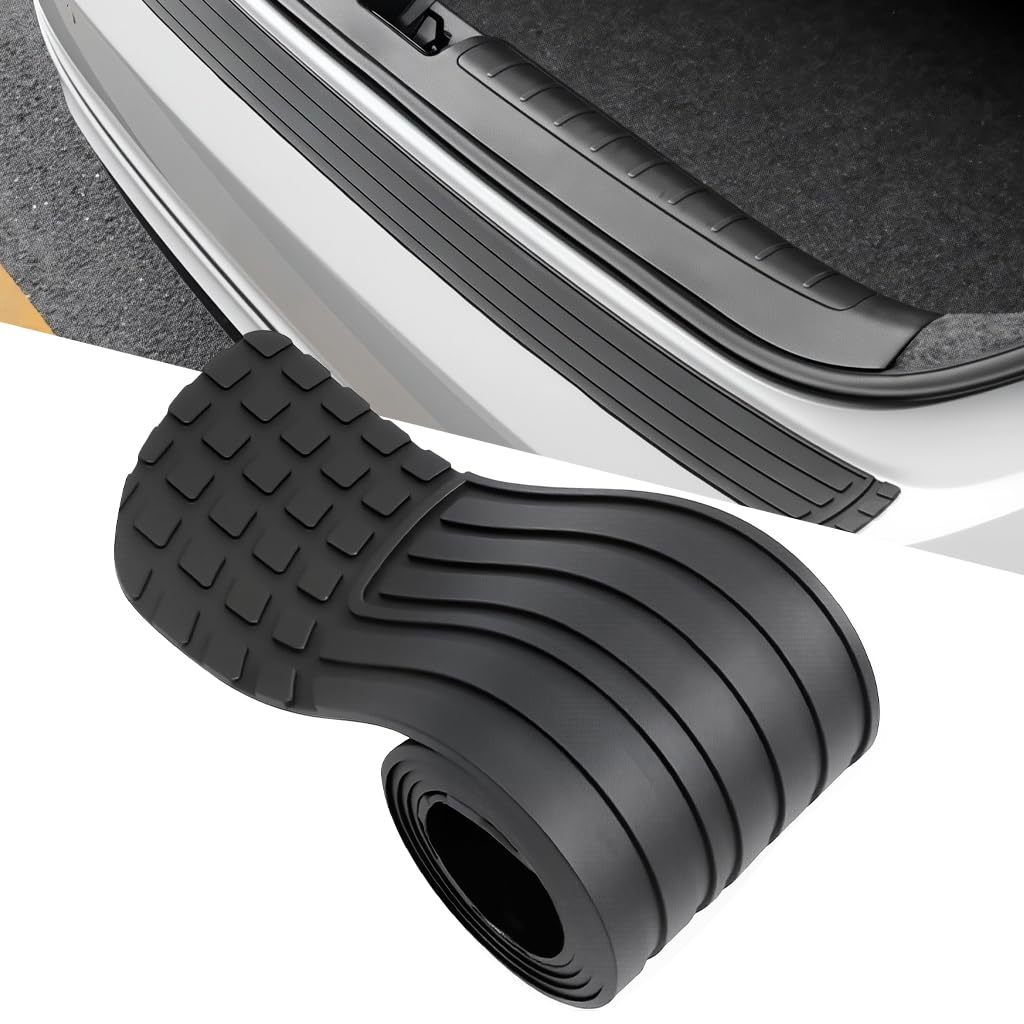 STHIRA Car Rear Bumper Protector for SUV Sedan & Hatchback with 41 x 3.4 in Trimmable Anti-Slip Rubber Guard | Scratch-Resistant Black Cover