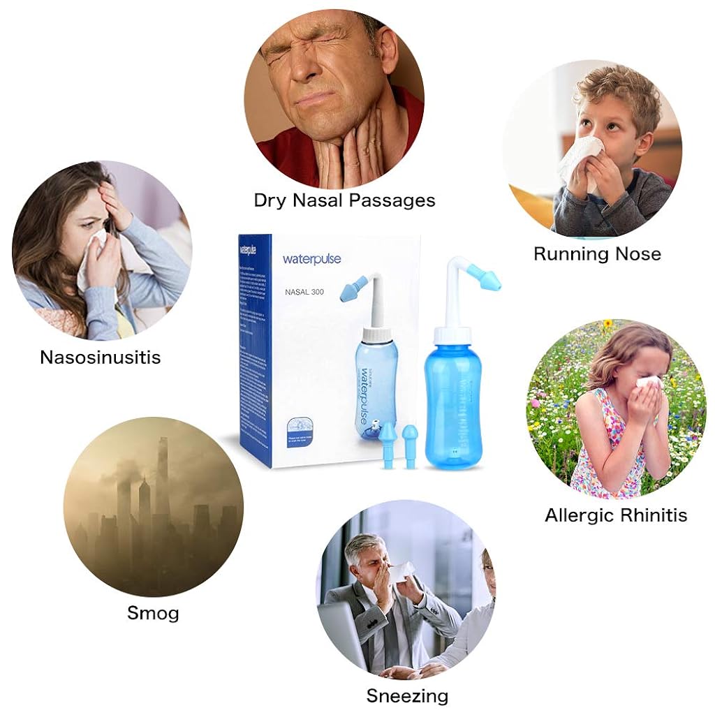HANNEA® 300 ML Neti Pots for Sinus Nose Wash Cleaner Pressure Rinse Nasal Irrigation BPA Free with 30 Wash Salt Packets and Sticker Jal For Adults Children Care 3PCS
