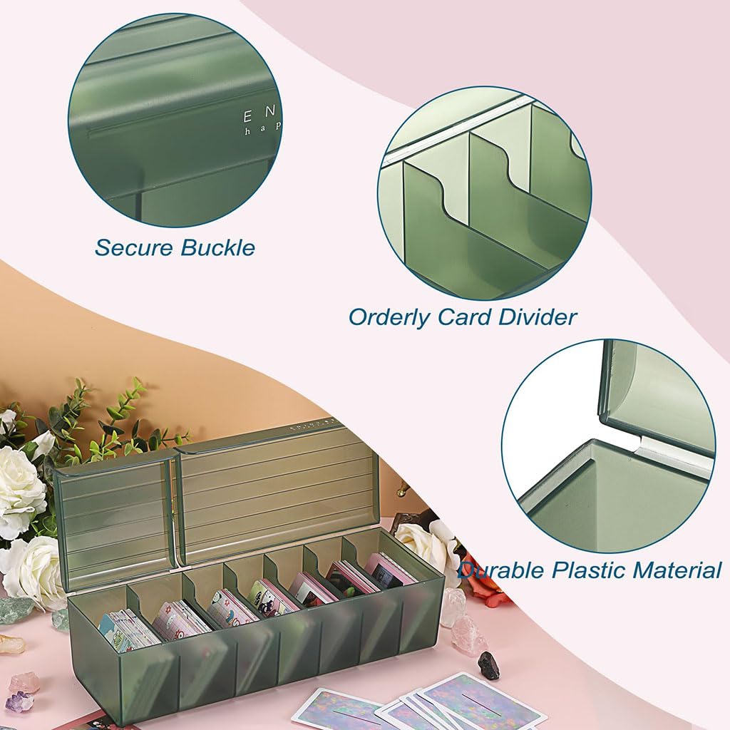 Zibuyu Card Storage Box for Collectors with 7 Compartments and Dual Latches | Clear PP 29x10.4x8.1 cm Organizer