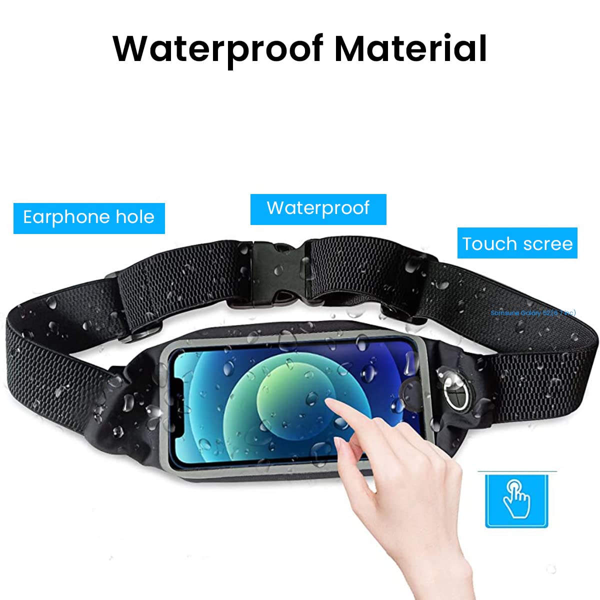 GUSTAVE Belt Bag for Running featuring TPU Touch Screen Window and Lycra Fabric | Fits Phone up to 7 in