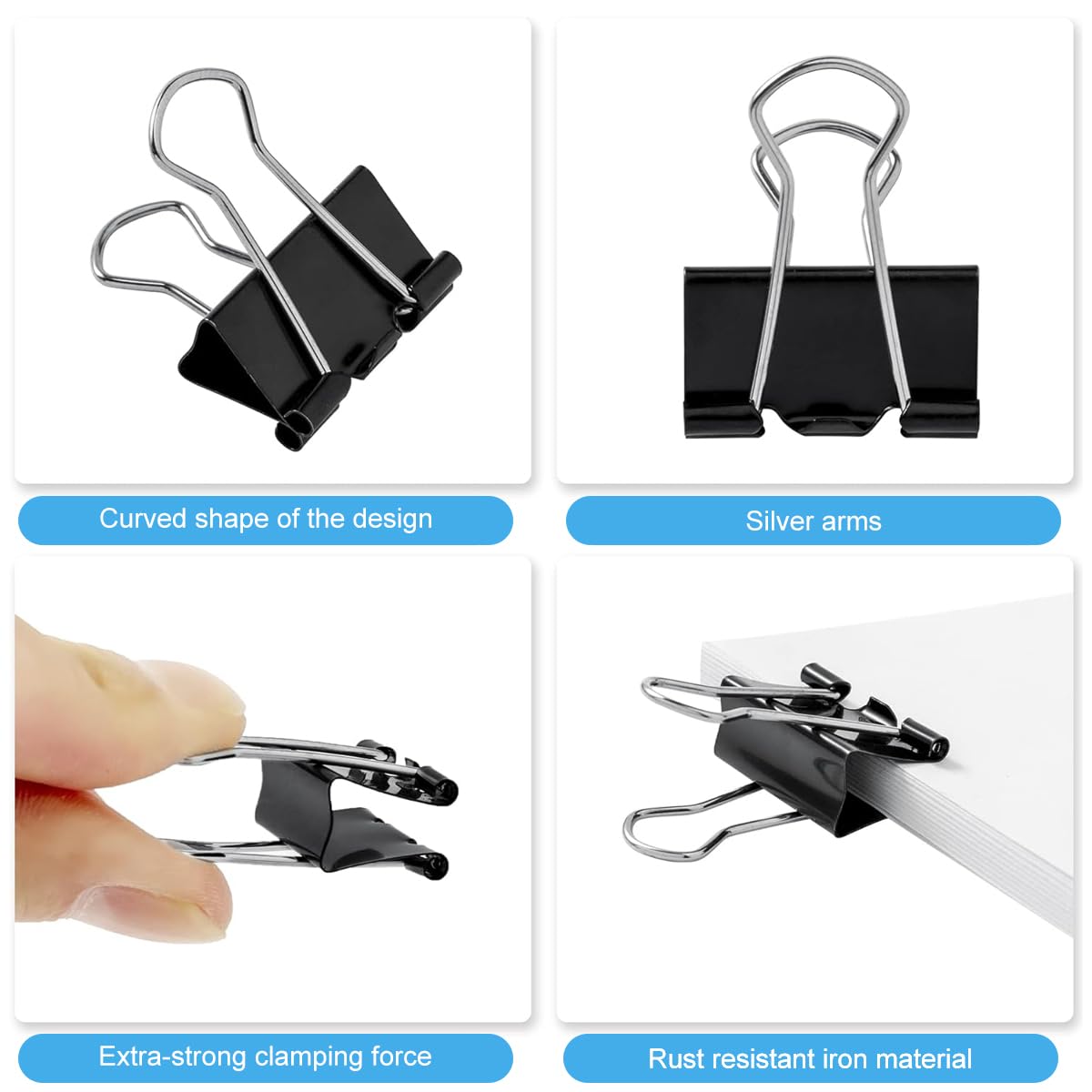 Climberty Binder Clips and Paper Clips Set for Office Organization with 340 pcs Metal Assortment | Includes Sizes 19–50mm in Storage Container