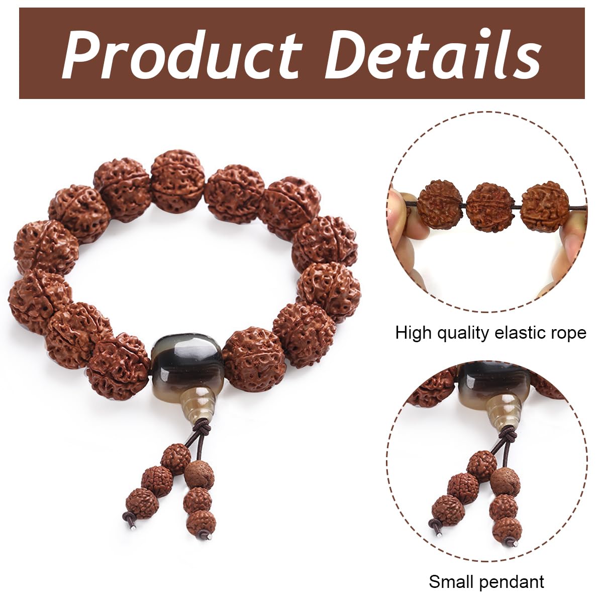 Venzina® Rudraksha Bracelet for Men and Women Spiritual Authentic Original Rudraksha Bracelet Spiritual Healing 5 Mukhi  Rudraksha Bracelet for Meditation Birthday Gift for Men and Boys