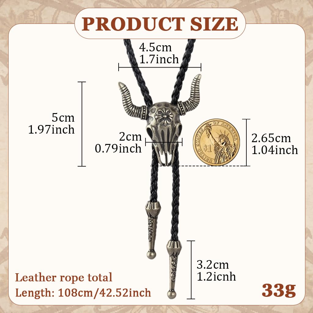 GUSTAVE Necklace for Men with Bull Head Pendant featuring Leather Rope Chain | Gothic Punk Style Accessory