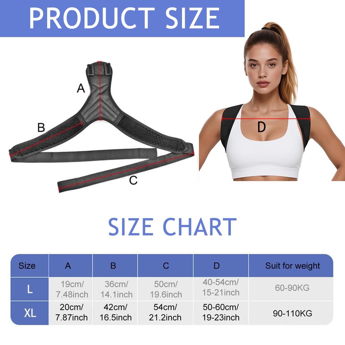 Zibuyu Posture Corrector for Women and Men with Adjustable Straps and Breathable Mesh | XL Back Brace for Shoulder and Spine Alignment