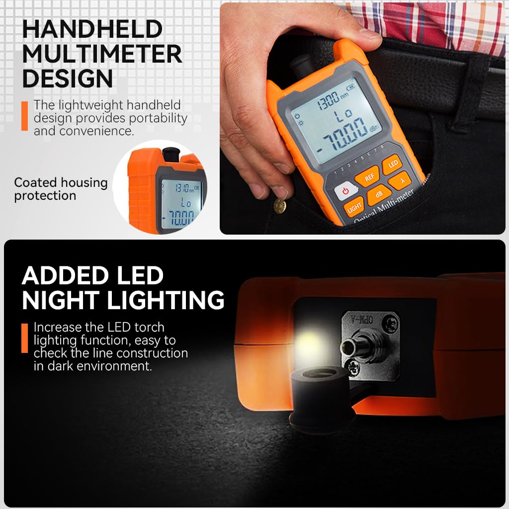 Serplex Digital Optical Power Meter for Fiber Optic Testing with LCD Display | Range -70dBm to +6dBm