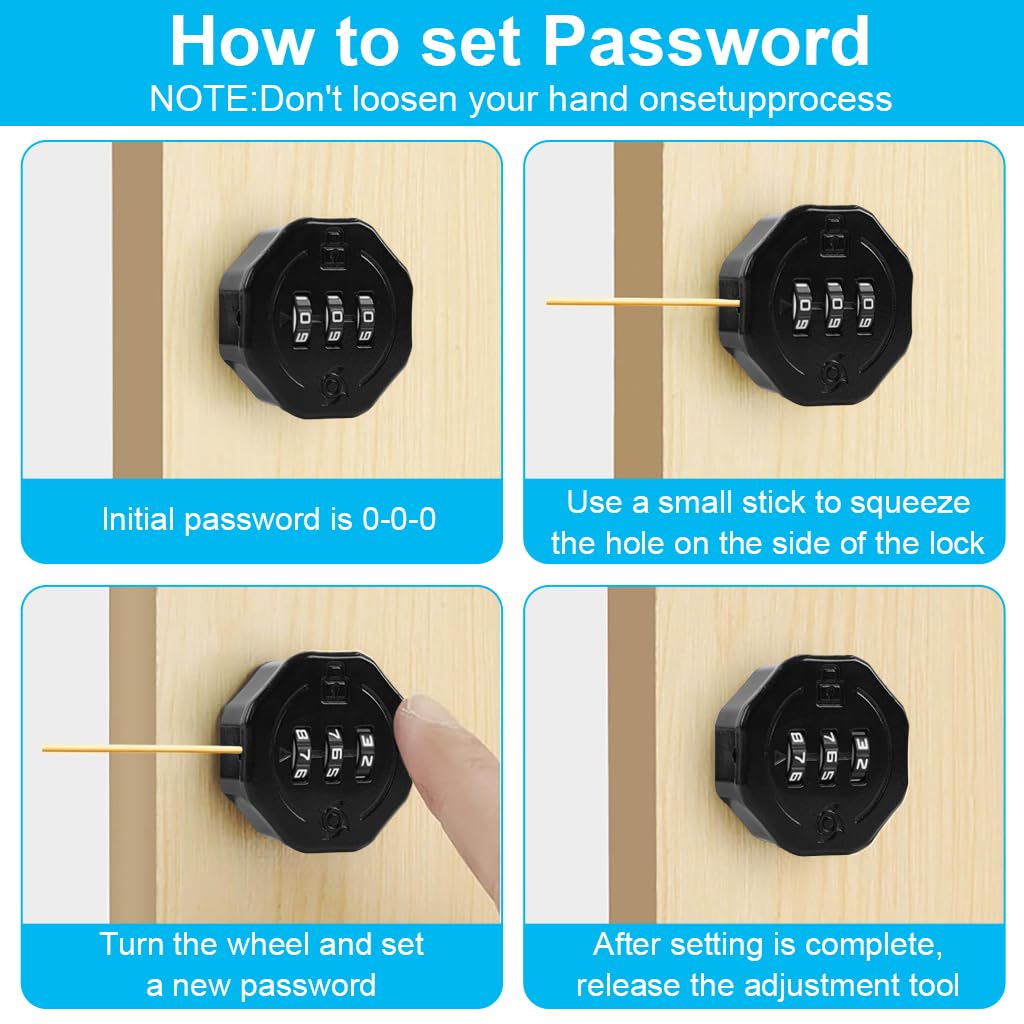 HASTHIP Cabinet Door Lock Kit for Drawers and Cabinets with 3 Digit Combination Zinc Alloy Security