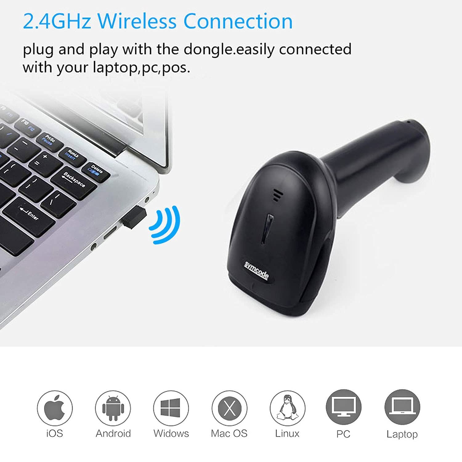 HASTHIP Bluetooth Barcode Scanner for Shop and Warehouse with 500000 Storage | 150m Wireless Range