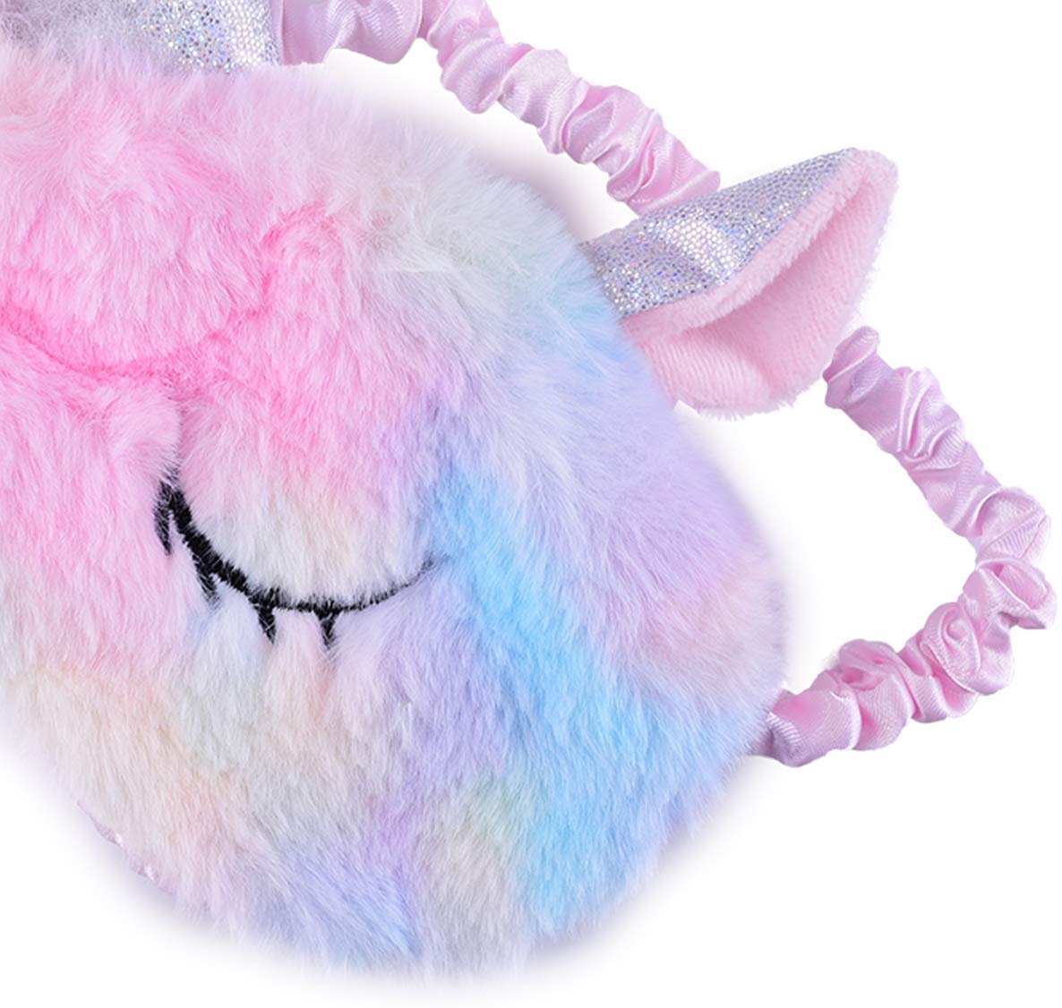 MAYCREATE Soft Plush Unicorn Sleeping Mask for Travel and Nap featuring Silk-Wrapped Band | Cute Gift for Women Girls and Kids
