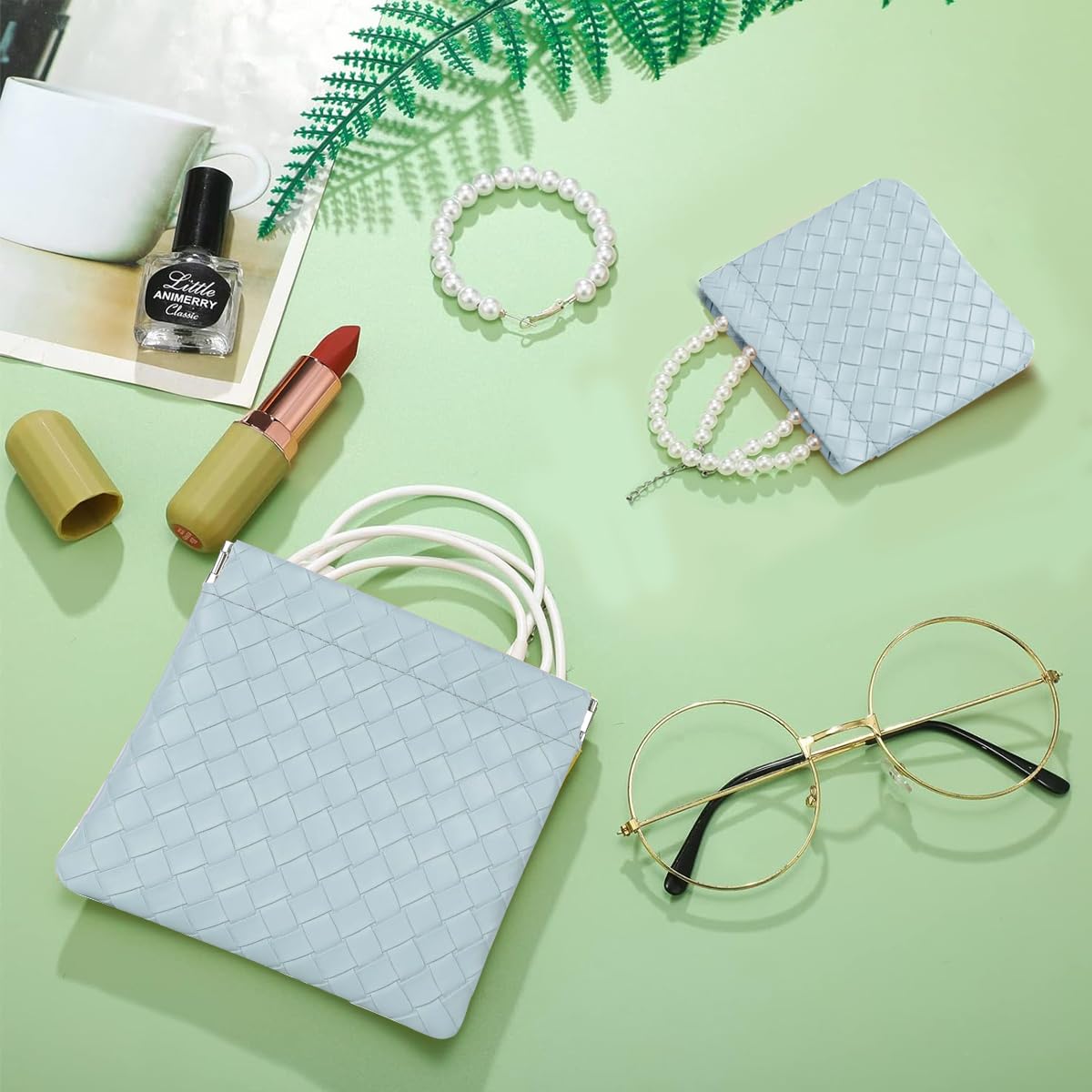 MAYCREATE Makeup Pouch Set for Travel with Pinch Open Design and 3 Sizes 8x8cm to 12x12cm Blue