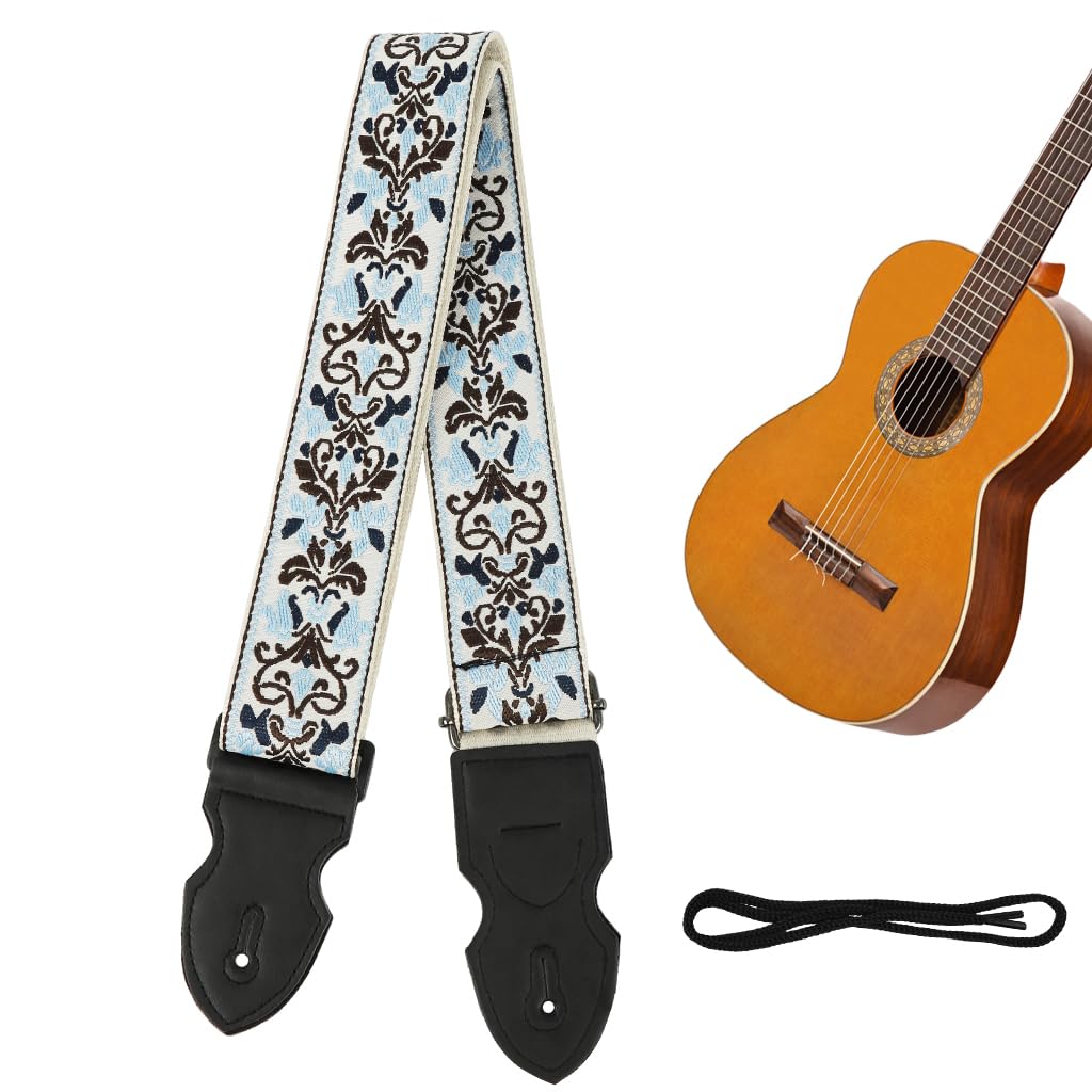 HASTHIP Guitar Shoulder Strap for Acoustic Electric and Bass Guitars featuring Pick Holder Slot and Adjustable 85–140cm Wide Nylon Design