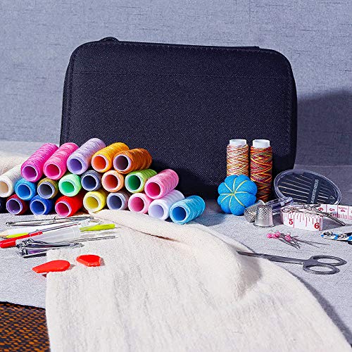 ELEPHANTBOAT Sewing Kit for Travel and Home with 98 pcs Accessories and 24 Thread Spools | Portable Box for Beginners