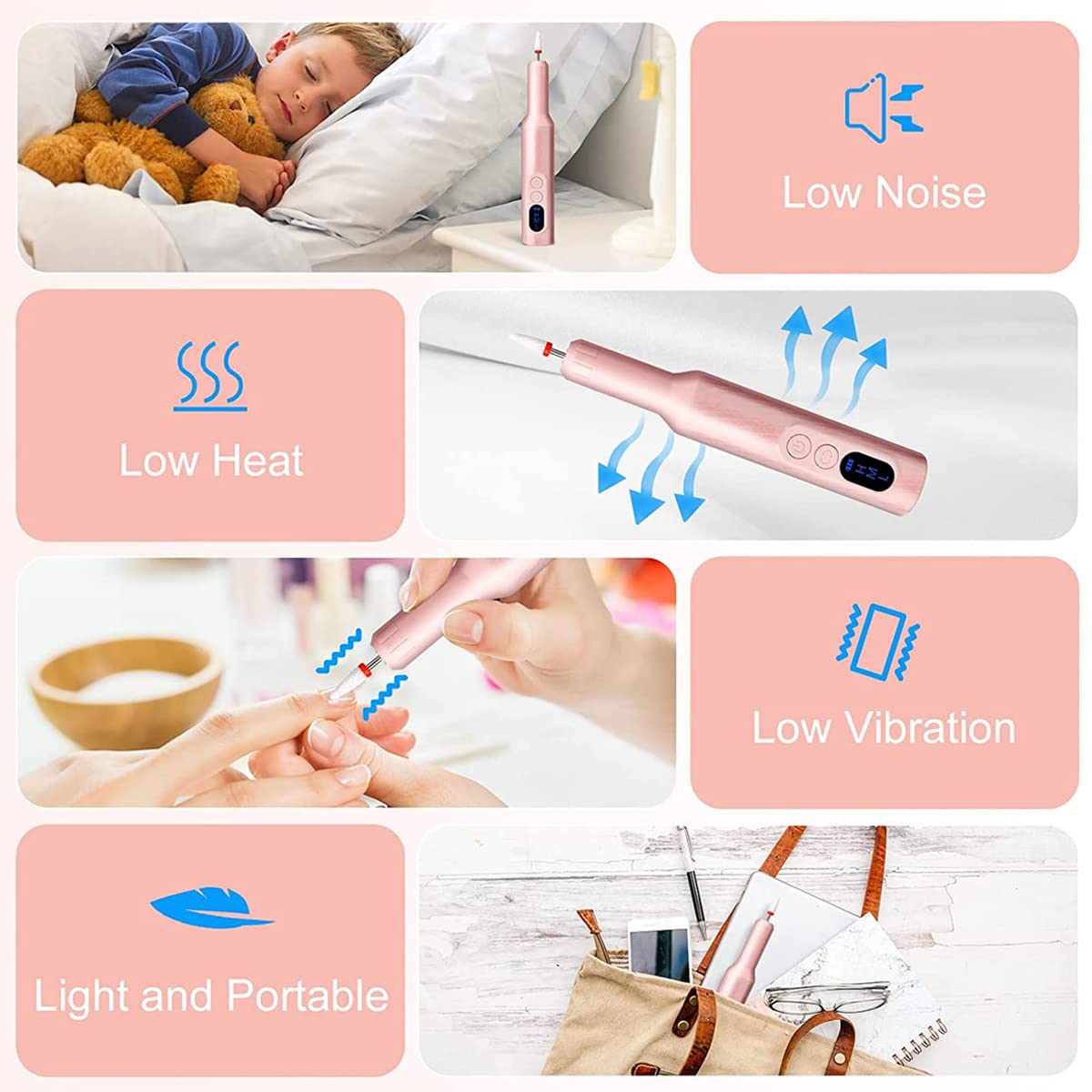 MAYCREATE Cordless Nail Drill Machine for Manicure and Pedicure with LCD Display 20000rpm | USB Rechargeable Kit