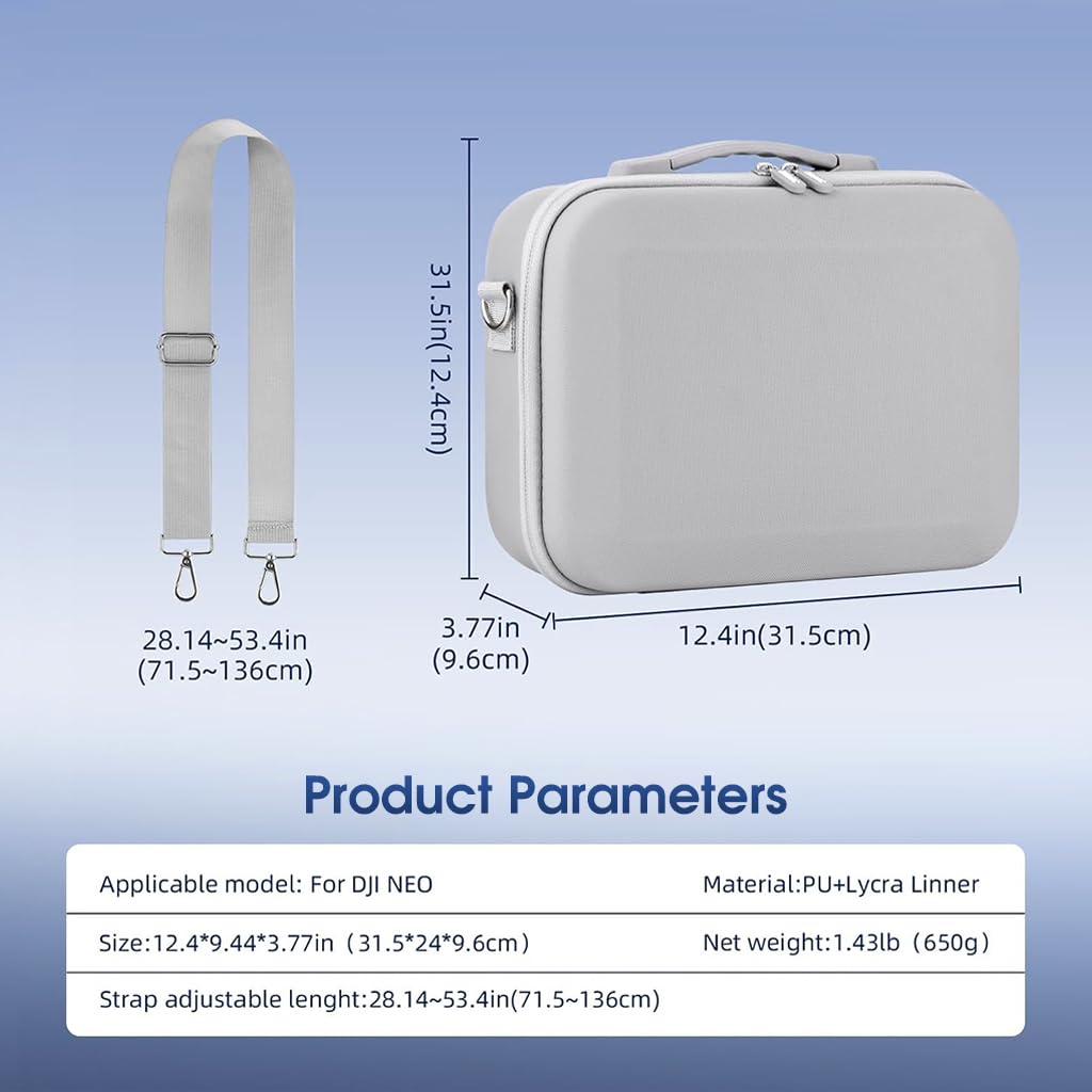 Neo Drone Carrying Case for Travel with 5 Precise Compartments and Hard Shell PU | Grey