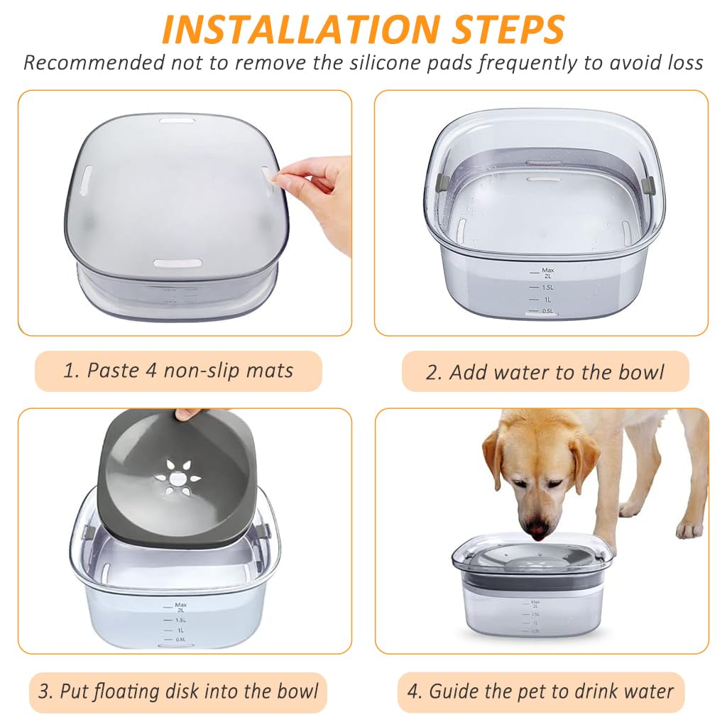 Qpets® Dog Water Bowl 2L No Spill Dog Water Bowl PP Large Capacity Water Bowl Water Dispenser for Dog Sanitary Water Bowl Drinking Bowl for Dog Cat