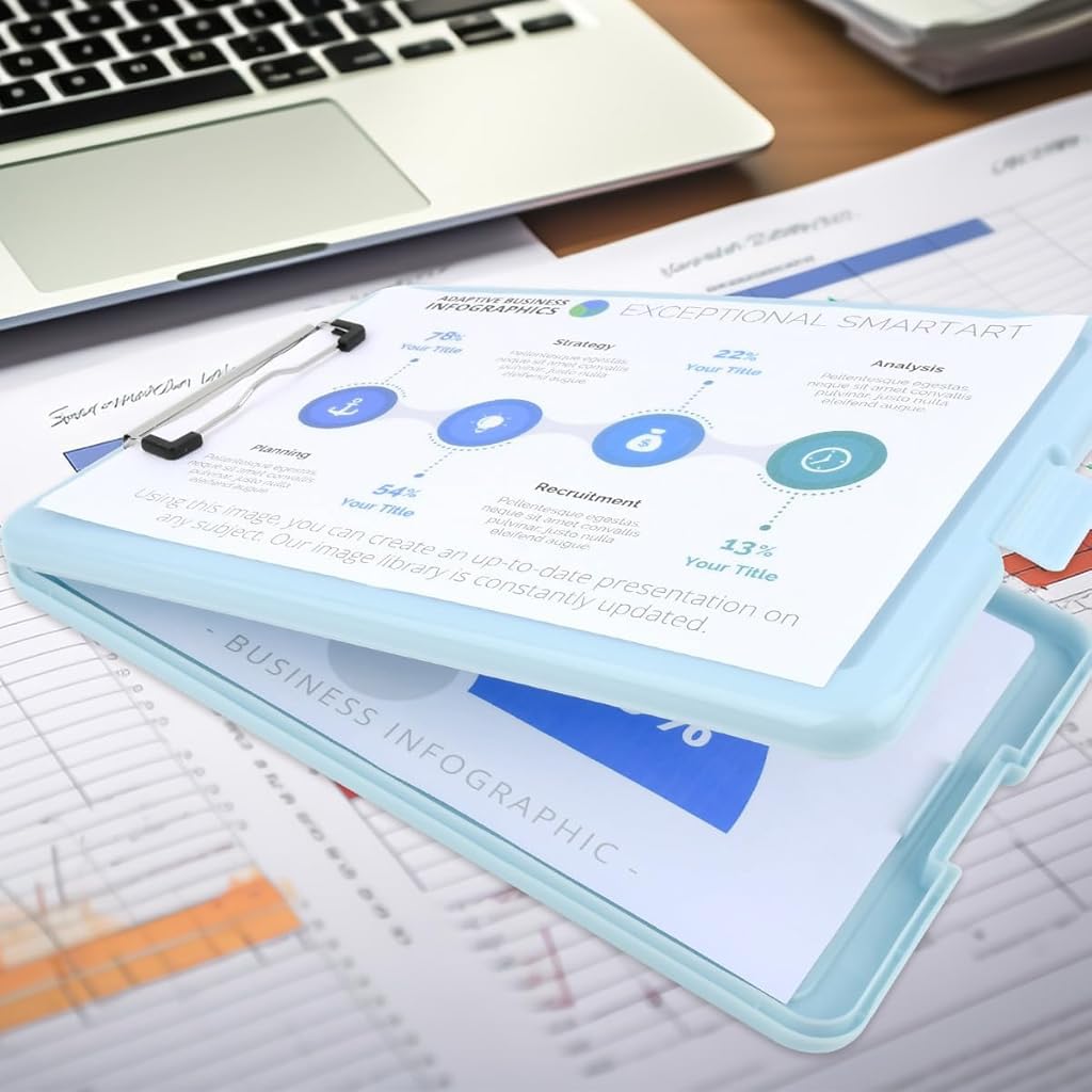 ZIBUYU Exam Pad A4 File Holder for Students with Snap Buckle Closure and PP Cover | Blue