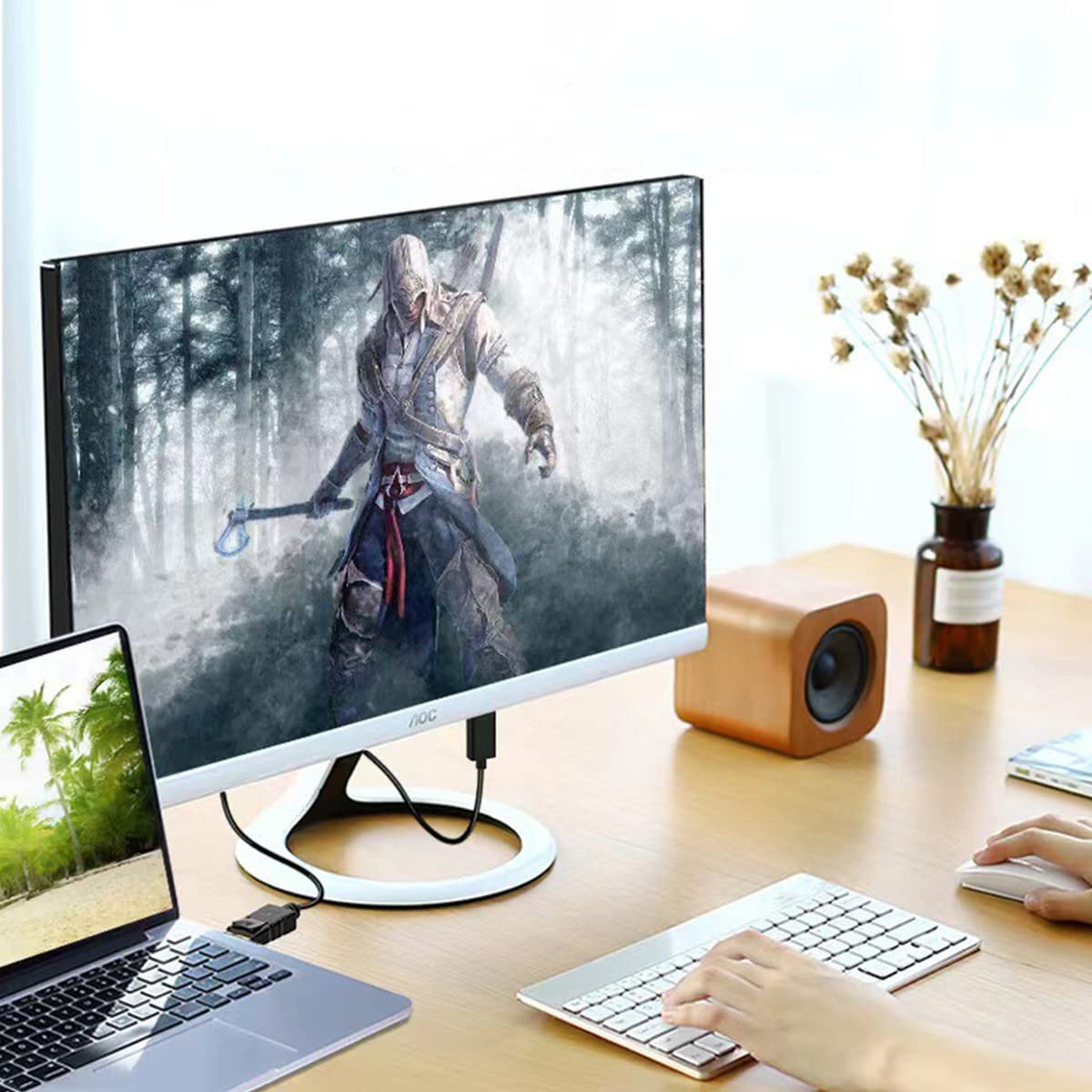 Verilux DisplayPort to HDMI Cable 6ft for Monitor and Projector featuring Gold-Plated Connector