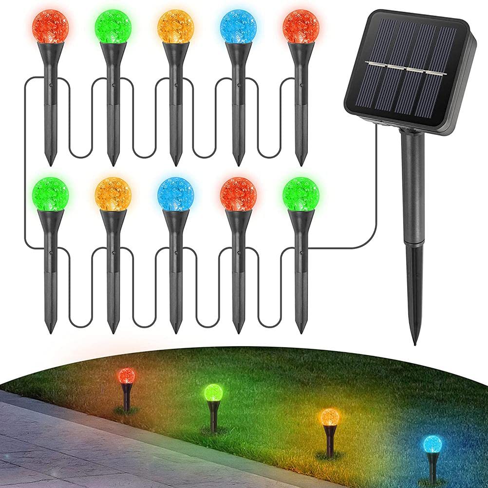 ELEPHANTBOAT® Solar String Lights Outdoor IP55 Waterproof 10 RGB Twinkle Lamp Solar Street Light 8 Mode 14Ft Outdoor Lamps for Home Decoration LED Lights for Garden Patio Yard Parties Wedding Colorful Lights