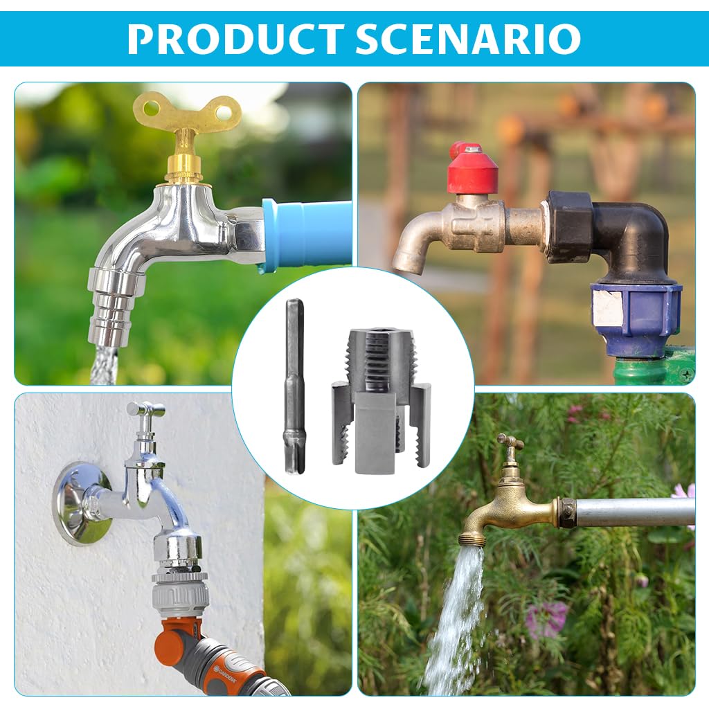 Serplex Pipe Threading Die Head for Plumbing with 1/2 in Hex Shank featuring 2 in 1 Design