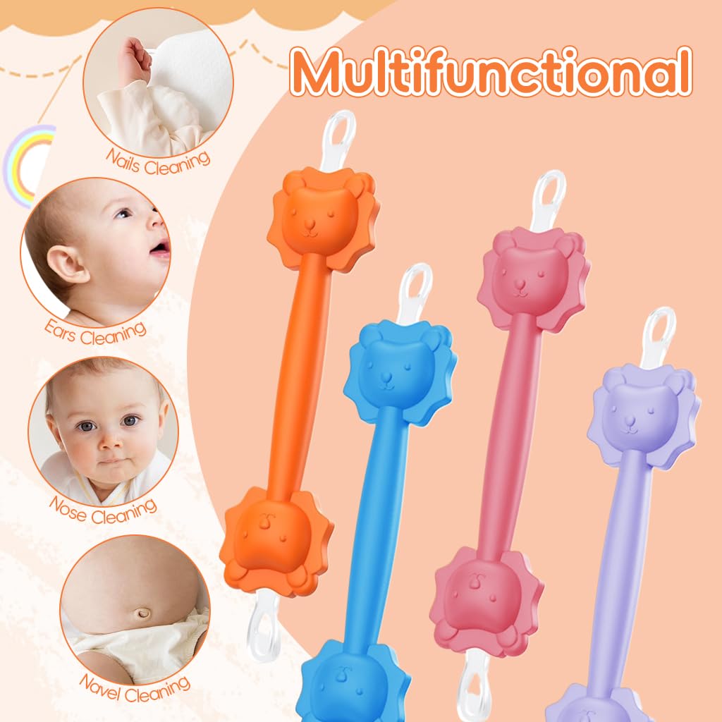 SNOWIE SOFT Baby Nasal Booger Cleaning Tool with Dual Head & Soft Silicone | 4Pcs Reusable Set for Newborns and Kids