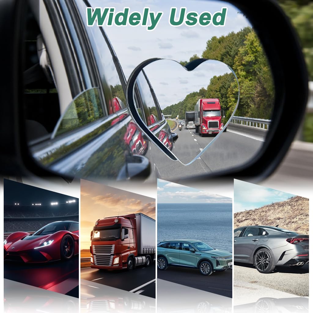 STHIRA Car Blind Spot Mirrors for Safety and Visibility 2.36x2 in Heart Design | 2Pcs Adjustable 360° HD Glass