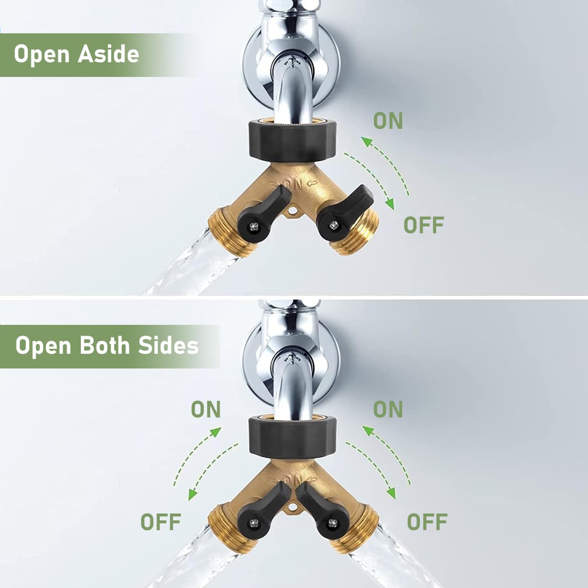 Supvox Garden Hose Splitter for Efficient Water Control with 2 Way Valves and Brass Body