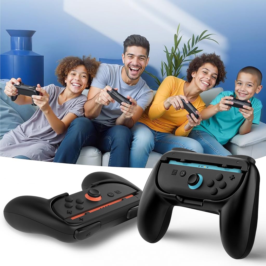 ZORBES Joy-Con Grips for Nintendo Switch 2 with Ergonomic Anti-Slip Handles | 2 Pack Black